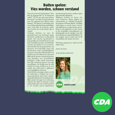 Foto: column in Nieuwsblad Westland, Rodi West Media