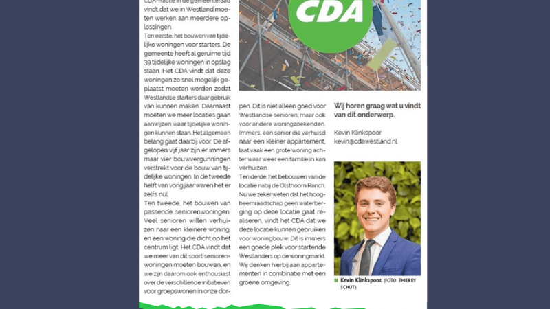 Foto: column in Rodi Nieuwsblad Westland