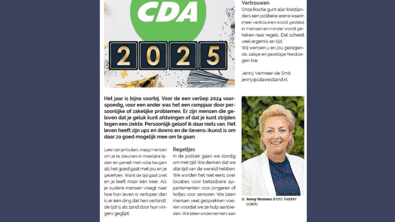 Foto: column in Rodi Nieuwsblad Westland