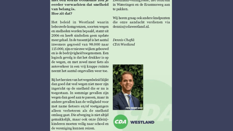 Foto: column in Rodi Nieuwsblad Westland