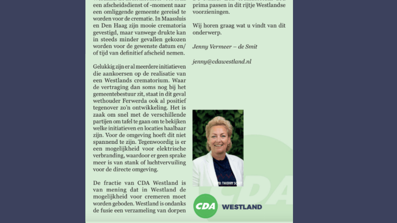 Foto: column in Nieuwsblad Westland, Rodi West Media