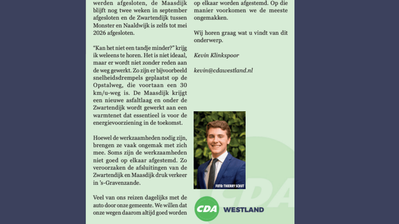 Foto: column in Nieuwsblad Westland, Rodi West Media