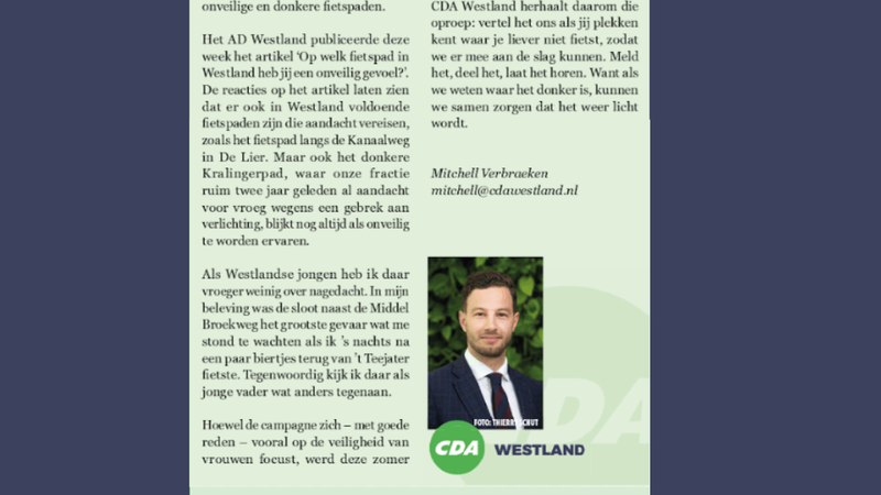 Foto: column in Nieuwsblad Westland, Rodi West Media