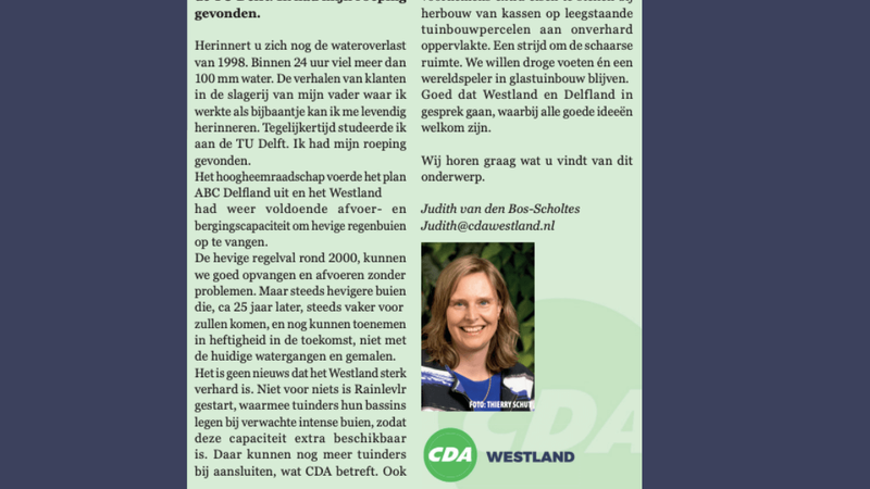 Foto: column in Nieuwsblad Westland, Rodi West Media