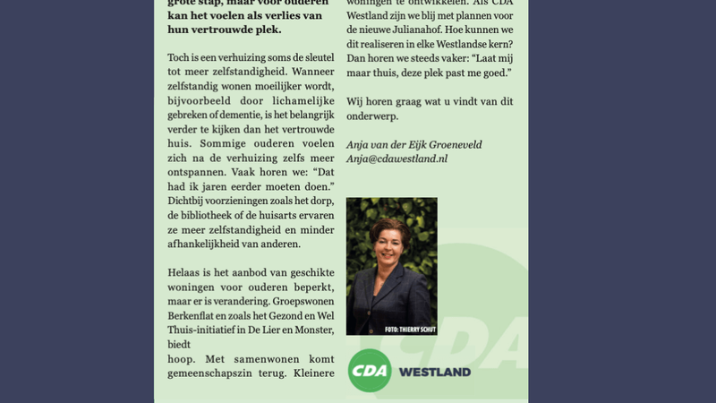 Foto: column in Nieuwsblad Westland, Rodi West Media