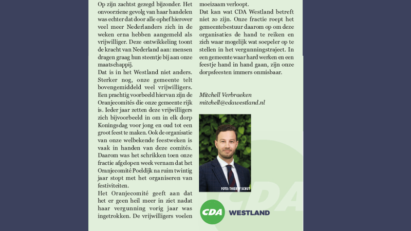 Foto: column in Nieuwsblad Westland, Rodi West Media