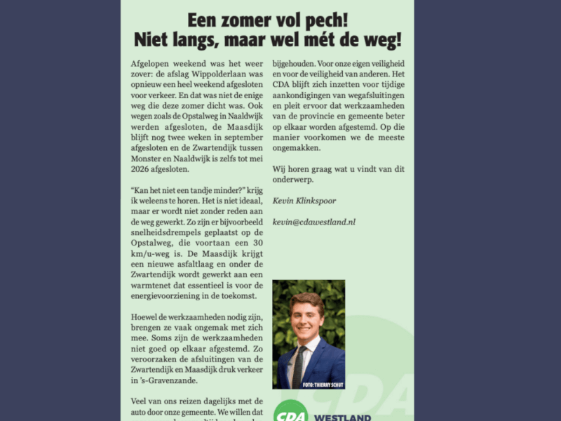 Foto: column in Nieuwsblad Westland, Rodi West Media