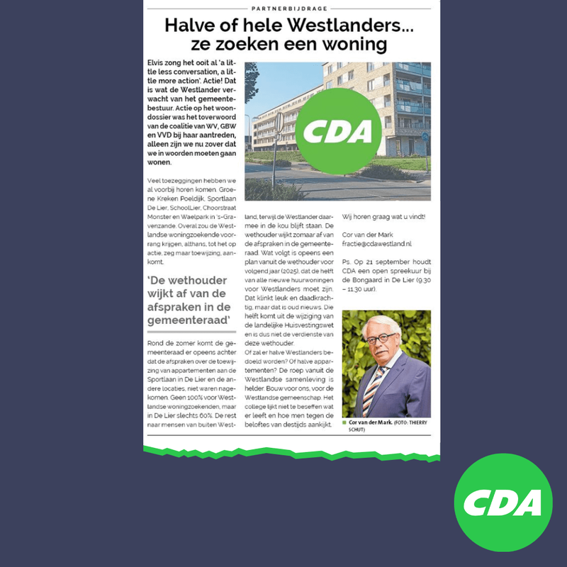 Foto: column in Rodi Nieuwsblad Westland