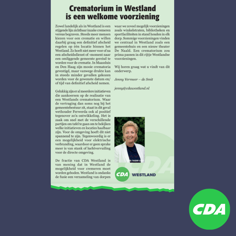 Foto: column in Nieuwsblad Westland, Rodi West Media