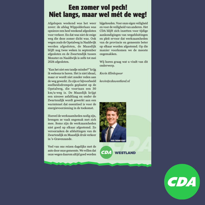Foto: column in Nieuwsblad Westland, Rodi West Media