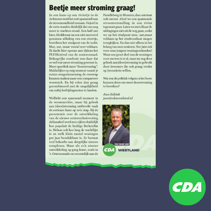 Foto: column in Nieuwsblad Westland, Rodi West Media