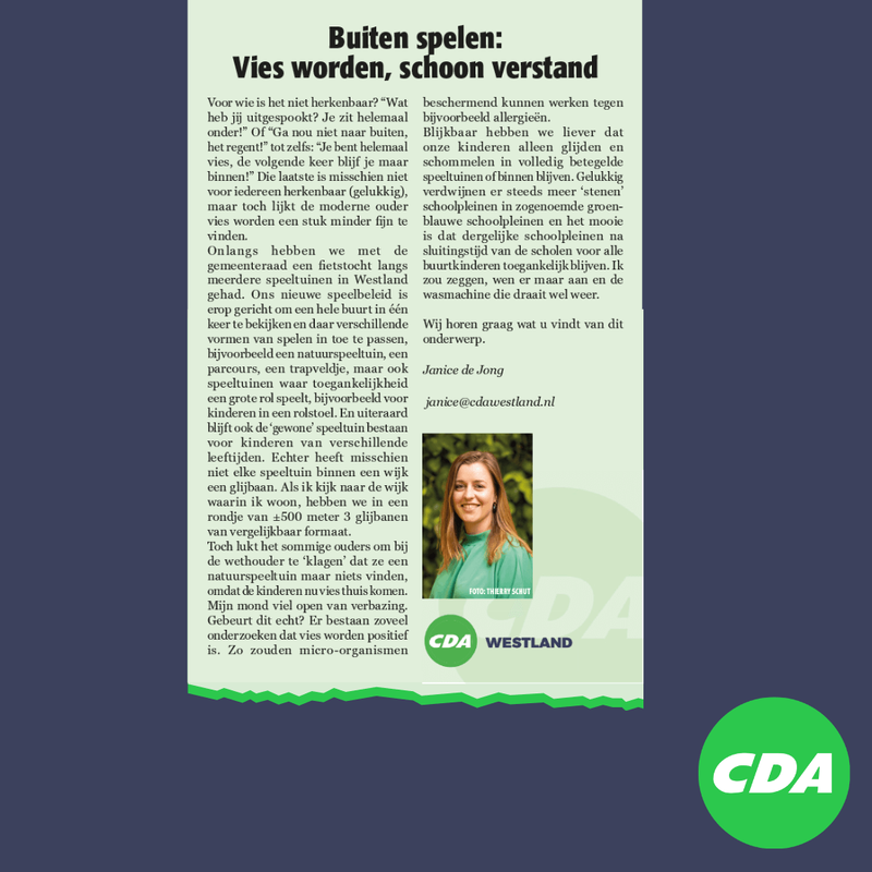 Foto: column in Nieuwsblad Westland, Rodi West Media